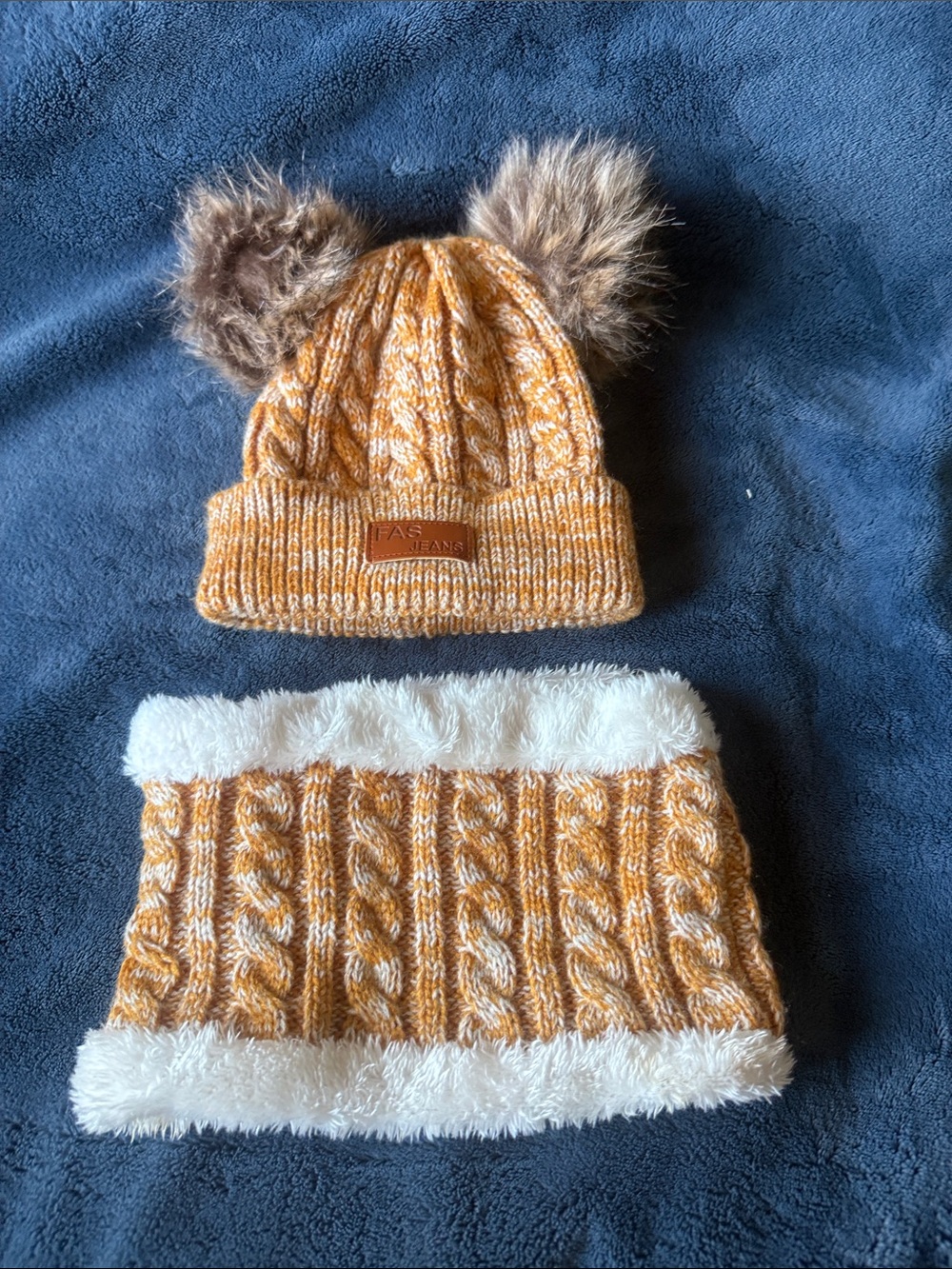 Handmade Knit Winter Hat & Neck Warmer Set – Cozy Kids’ Matching Set
